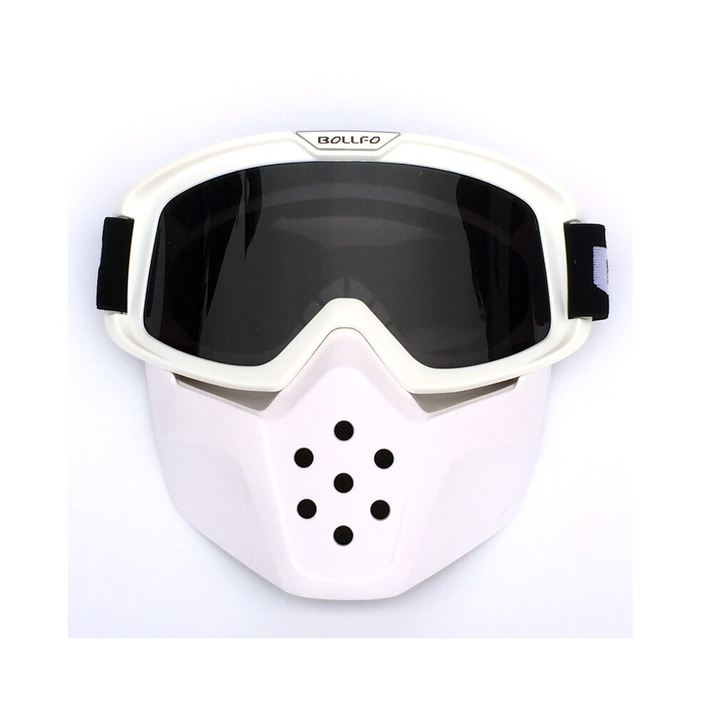 (White Black) Vintage Motorcycle Shark Helmet Goggles Motocross Helmet Glasses Retro White,Black 9487227275588