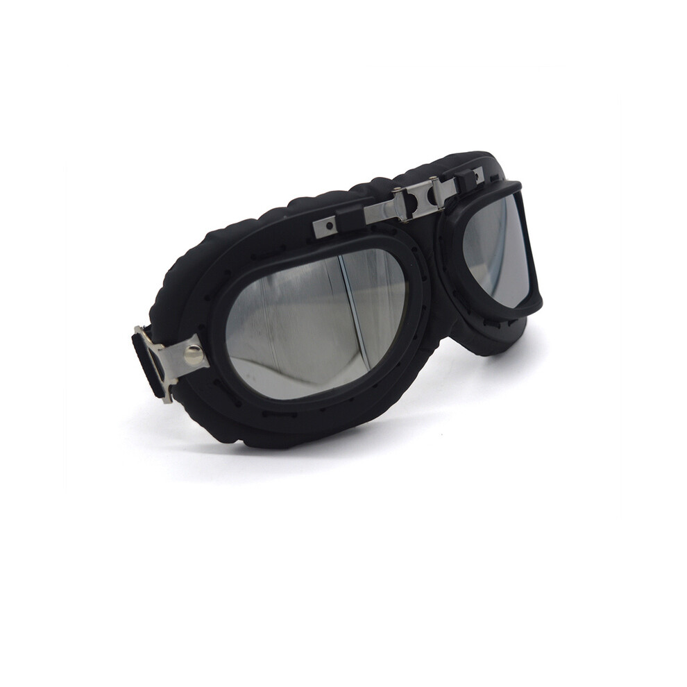 ( Lens) Mooreaxe Motorcycle Goggles Glasses Wwii Steampunk Vintage Pilot Jet Helmet Silver 9487227278695
