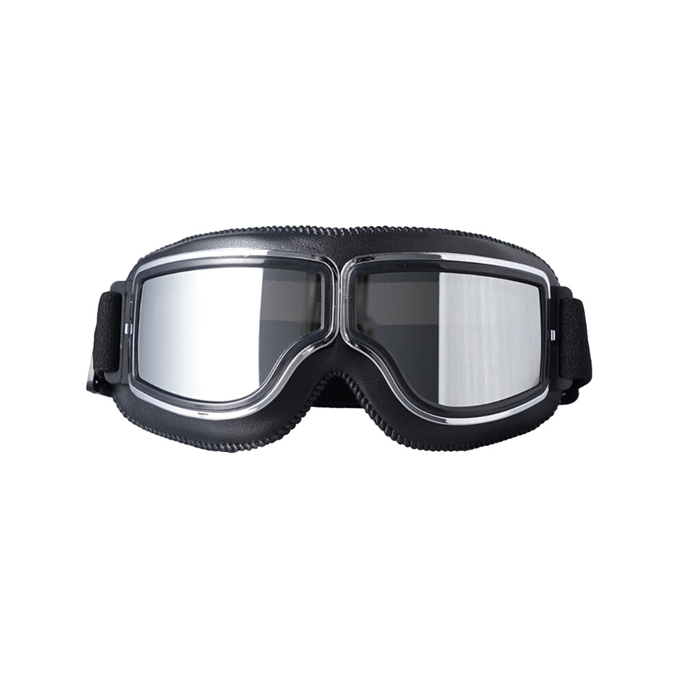 (Silver And Black) Retro Motorcycle Glasses Men Moto Racing Motocross Windproof Retro Goggles Black,Silver 9487227285174