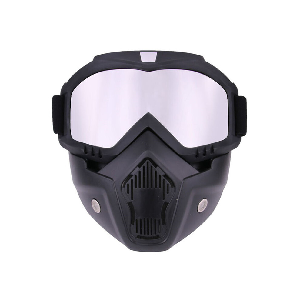 (Silver) Motorcycle Shark Helmet Goggles Motocross Helmet Glasses Retro Windproof Silver 9487227282838