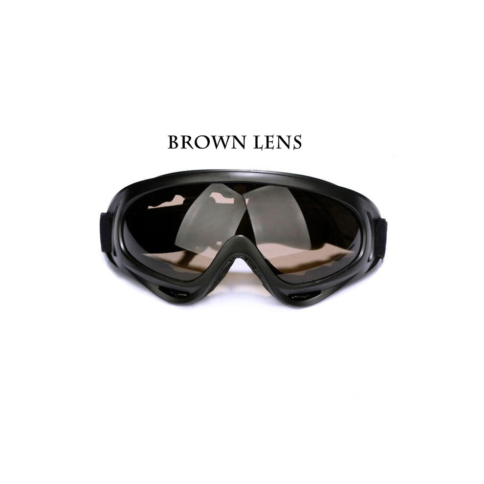 (Brown) Motorcycle Glasses Anti Glare Motocross Sunglasses Sports Ski Goggles Brown 9487227283064