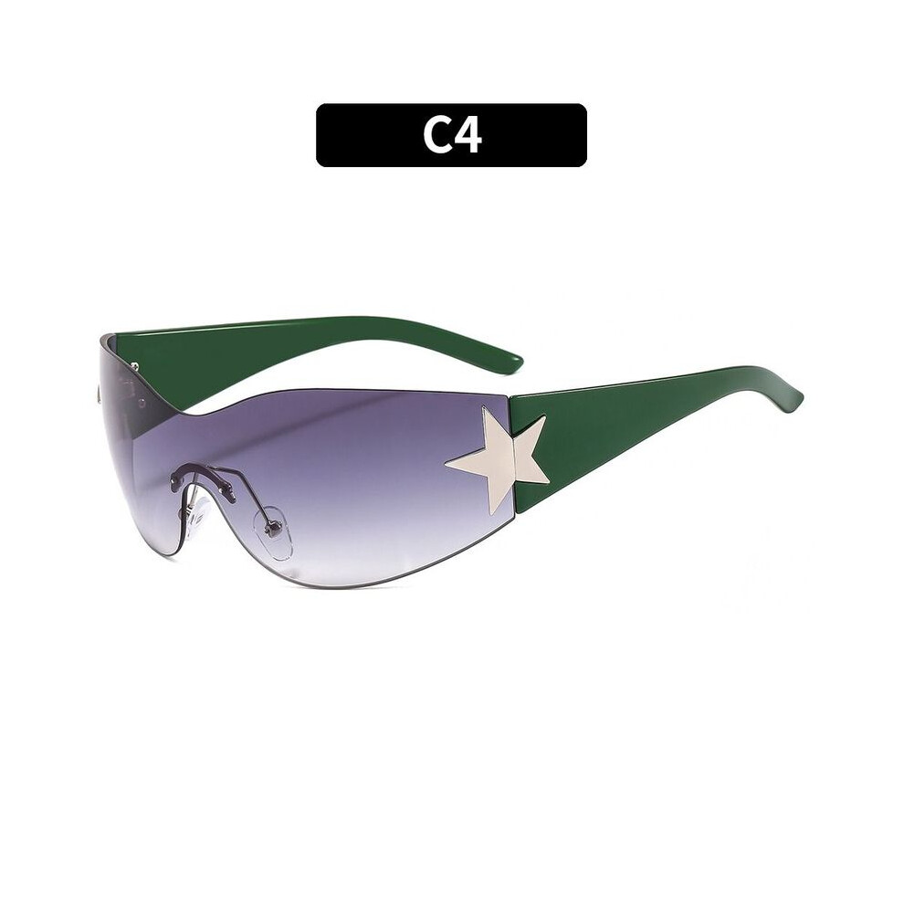 (C4) Rimless Sunglasses Women Men Trendy Motorcycle Sunglasses Punk One Piece 9487227287734