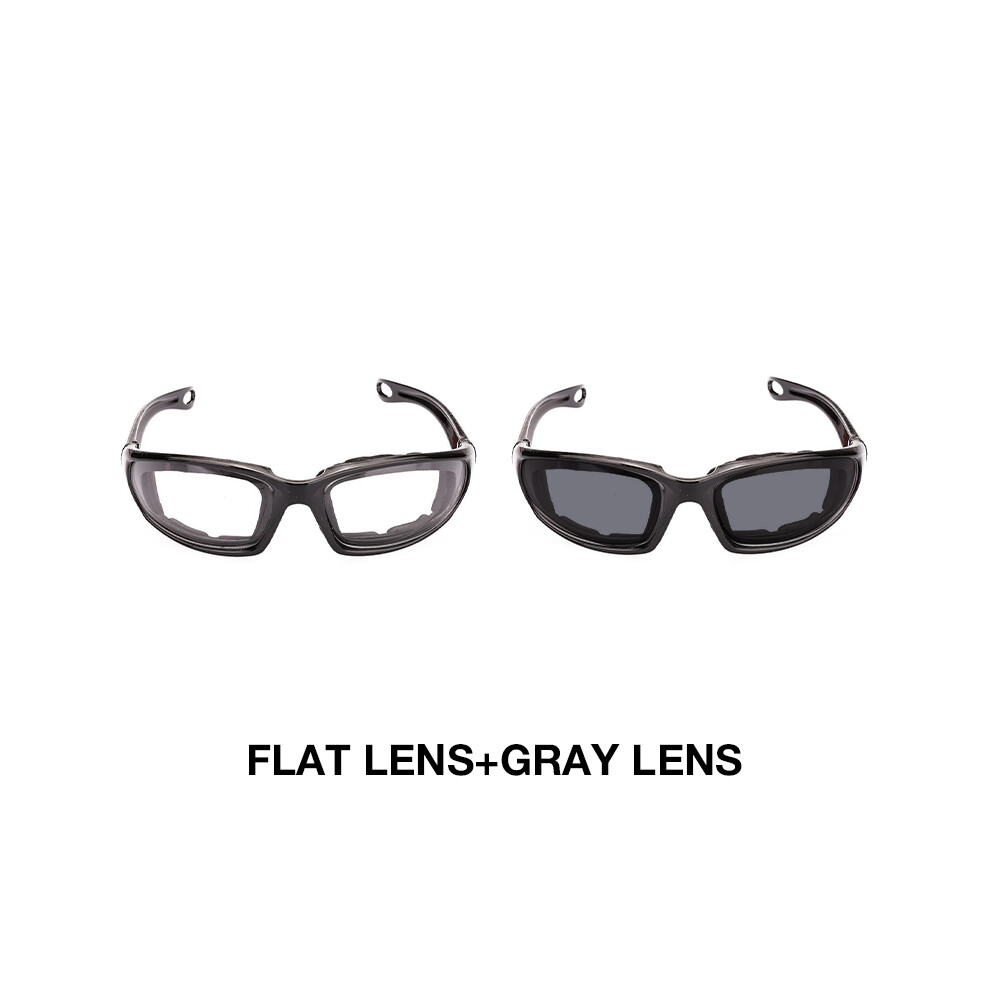(Flat And Lens) Riding Motorcycle Ski Goggle For Hunting Shooting Army Eye Protection Gray 9487227285273