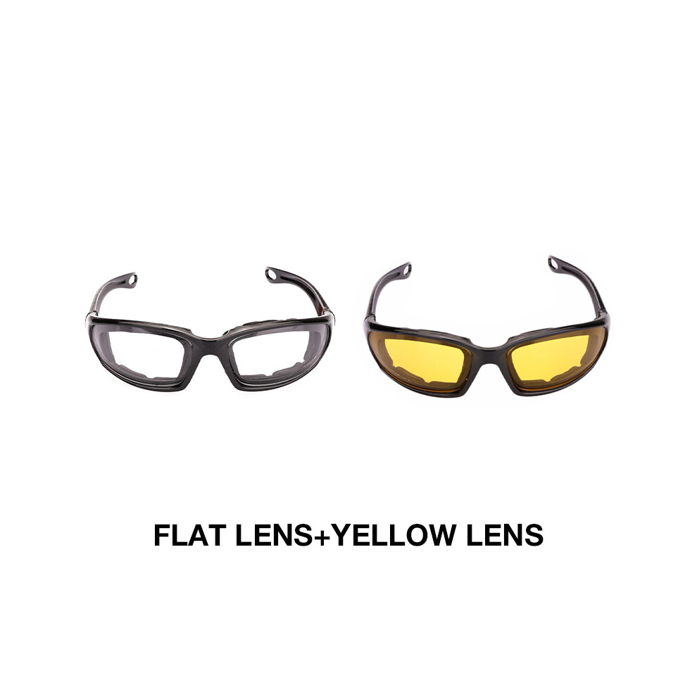 (Flat And Lens) Riding Motorcycle Ski Goggle For Hunting Shooting Army Eye Protection Yellow 9487227285280