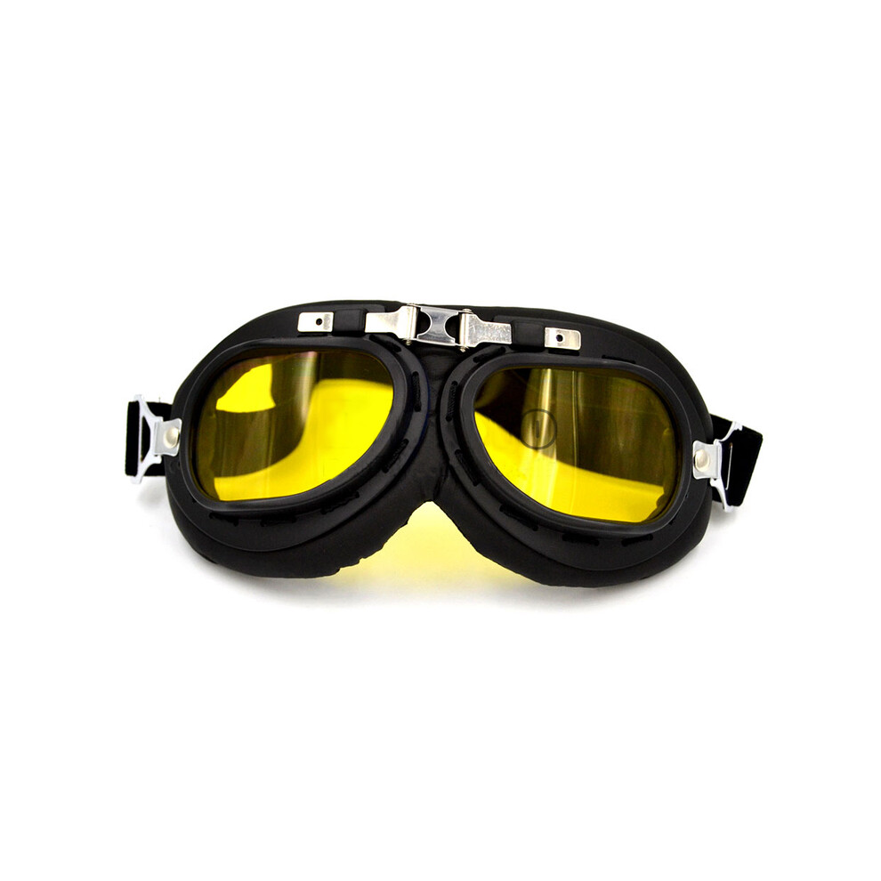 ( Goggles) Clear Retro Motorcycle Goggles Glasses Oculos Antiparras Gafas Moto Goggles Yellow 9487227285150