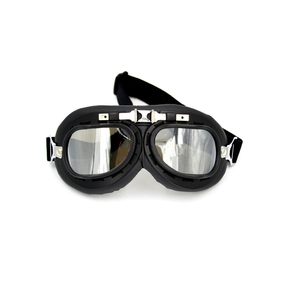 ( Goggles) Clear Retro Motorcycle Goggles Glasses Oculos Antiparras Gafas Moto Goggles Silver 9487227285129