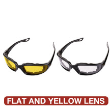 (flat and yellow lens) Riding Motorcycle Sunglasses Outdoor Sports Cycling Goggles Bike Black