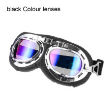 (Colour -black) Retro Pilot Goggles Motor Protective Gears Glasses Eye Protection For