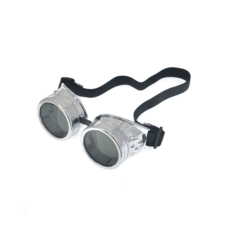 Photos - Motorcycle Goggles / Face Mask MAXPOWER   New Fashion Arrival Steampunk Motorcycle Glasses Driver Goggles Protective  2023(Bright Silver)