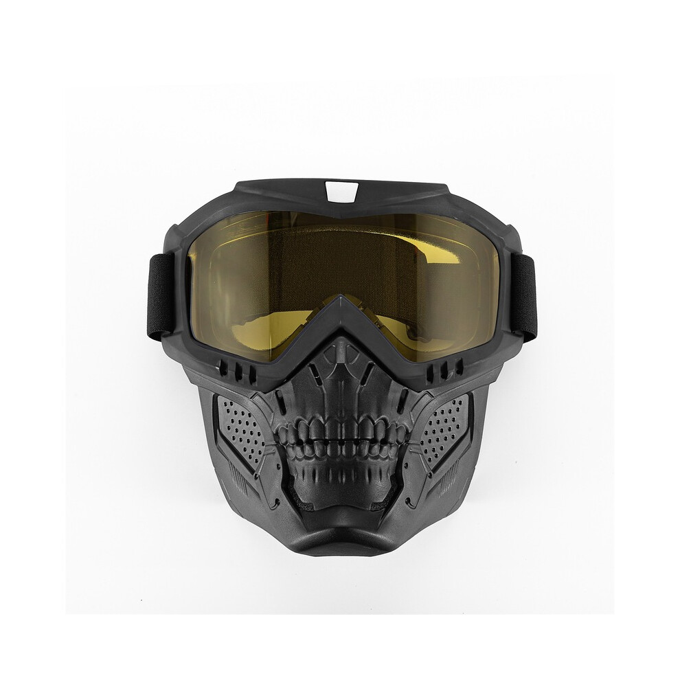 (Yellow) Motorcycle Goggles Mask Skull Moto Face Mask Wind Proof Motocross Goggles Yellow 9487227297214