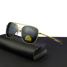 (RE-gold-gray, Size 58mm) American Army Military Pilot RANDOLPH RE Sunglasses Glass