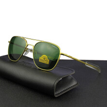(RE-gold-green, Size 55mm) American Army Military Pilot RANDOLPH RE Sunglasses Glass