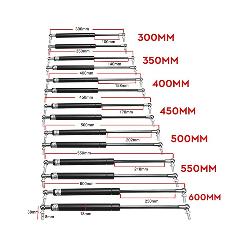 (300Mm) Qty(2) 300-600Mm 300N Universal Lift Support Front Bonnet Hood Rear Trunk 9009166704617