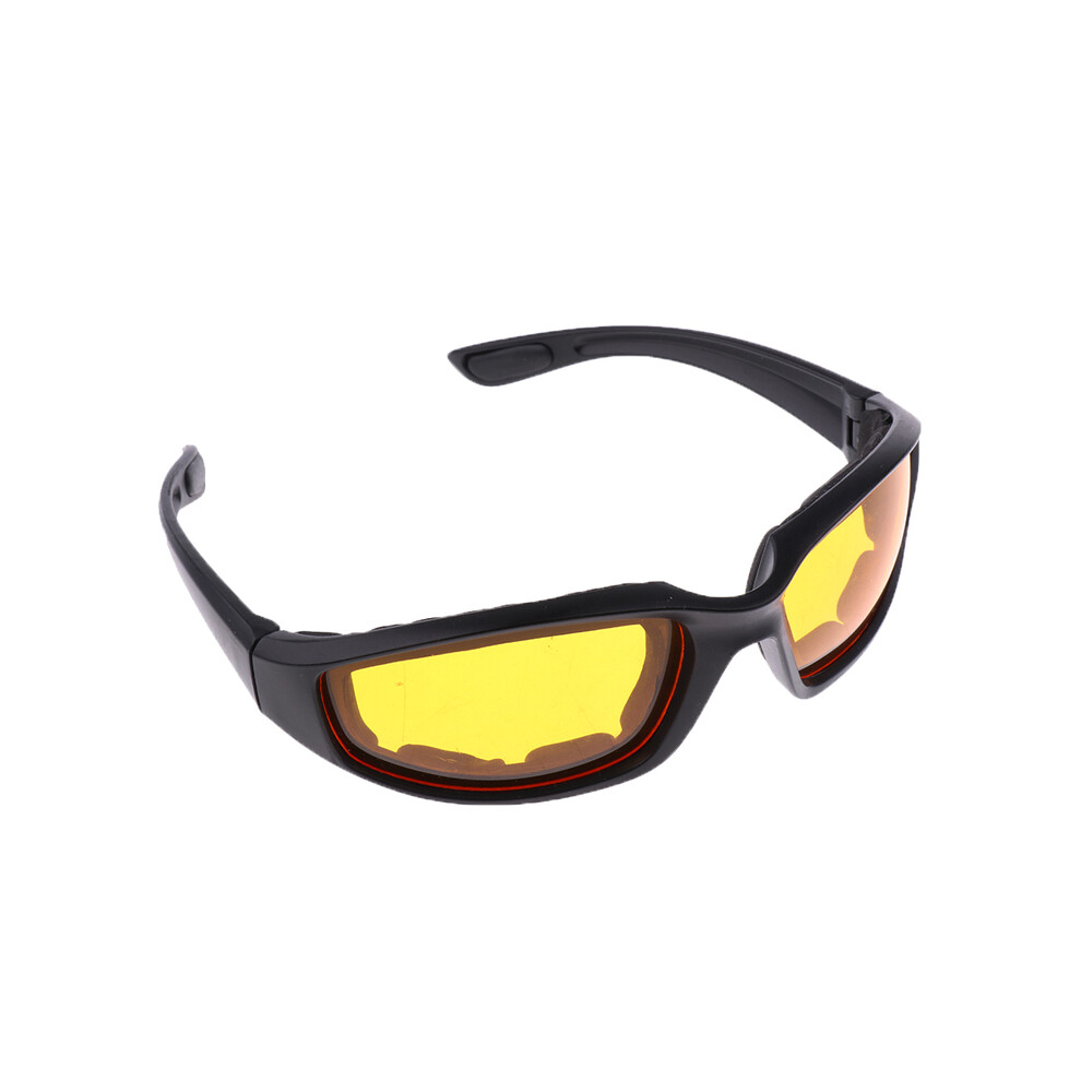 Chopper Padded Wind Resistant Sunglasses Motorcycle Riding Glasses Yellow 9487227274659