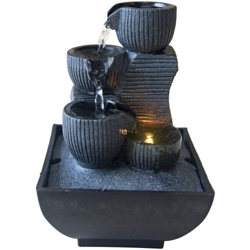 Fontaine d'intérieur Kini avec pompe et éclairage LED, résine, taille unique 1