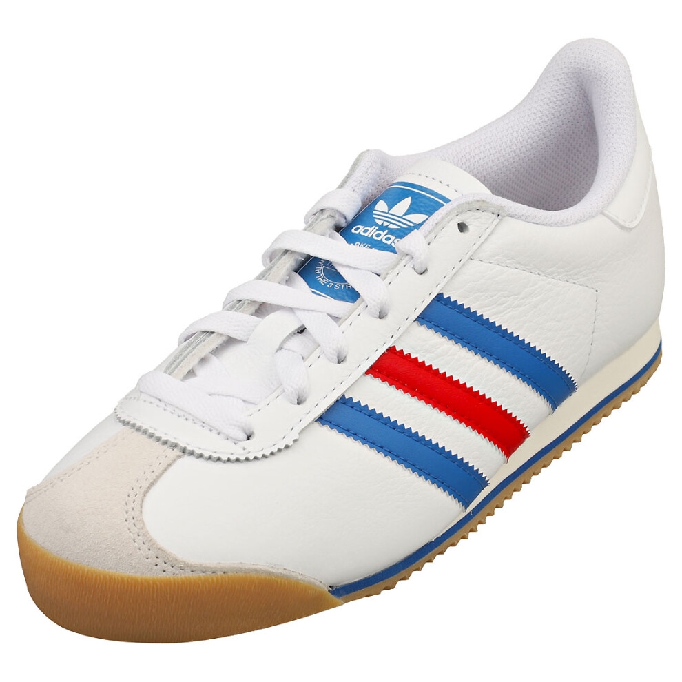 (3.5) adidas K 74 Unisex Casual Trainers in White Blue Red