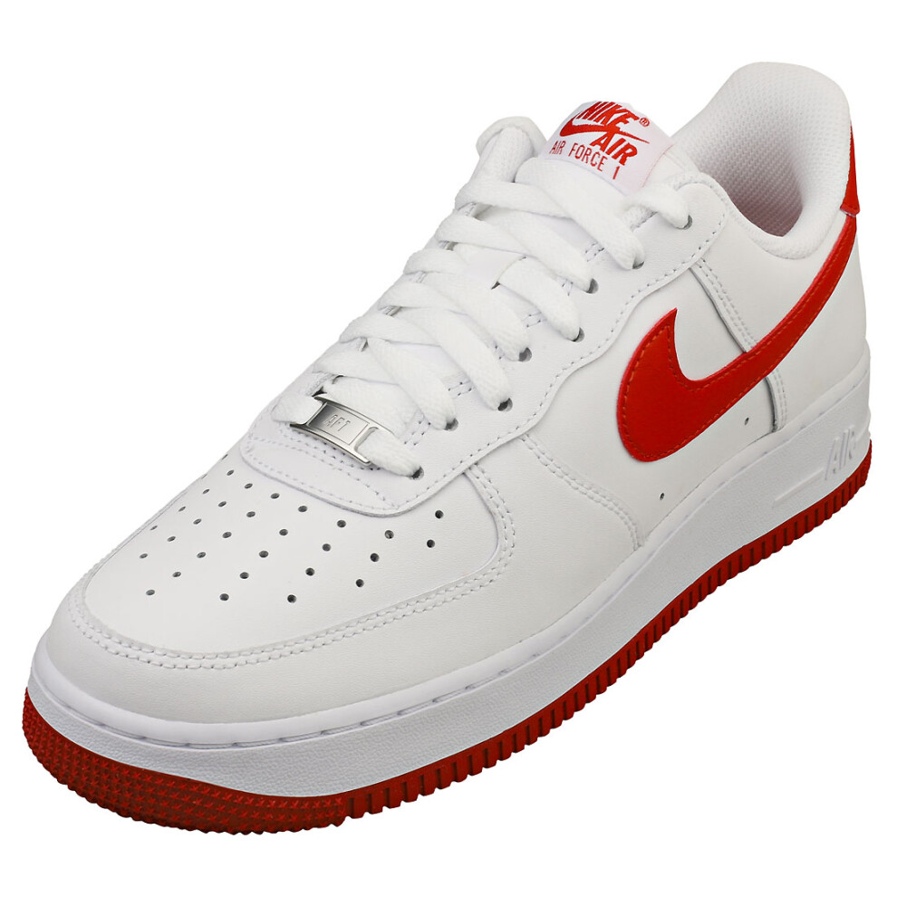 (11.5) Nike Air Force 1 07 Mens Fashion Trainers in White Red