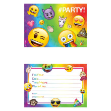 Unik Rainbow Fun Emoji -invitationer (8 t?lling) - Premium farverig og ekspressiv fest inviterer til b?rn og teenagere