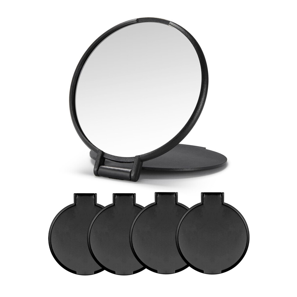 Qislee Compact Mirror Bulk Round Makeup Mirror For Purse Set Of 4 (Black)