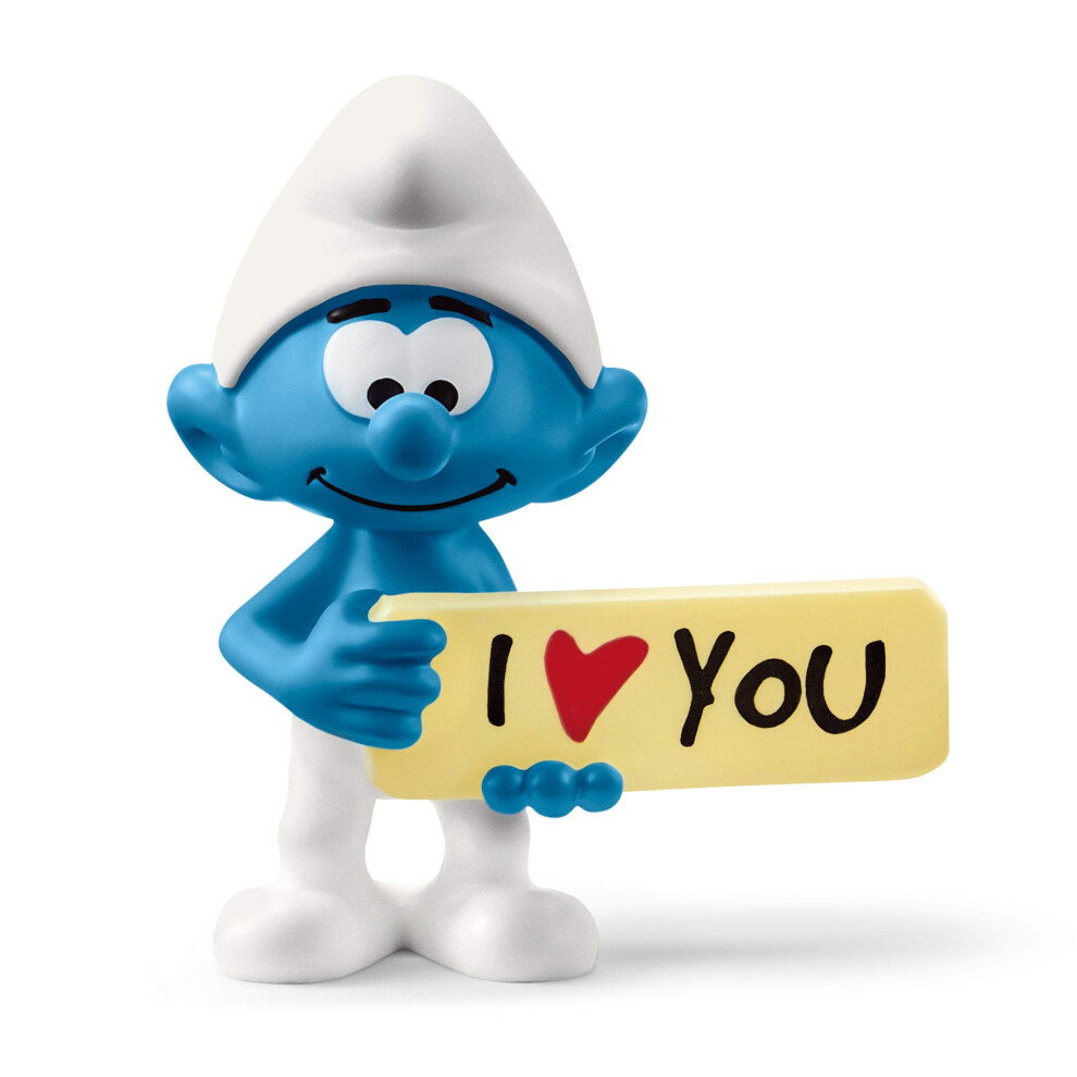 Schleich Smurfs, Collectible Retro Cartoon Toys for Boys and Girls, Smurf with Sign Toy Figurine, Ages 3+