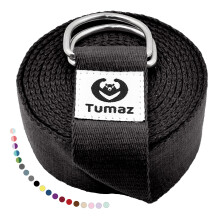 Tumaz Yoga Rem/Stretchband [15+ Färger, 6/8/10 Fot Alternativ] med Justerbart D-Ring Spänne, Hållbar och Bekväm
