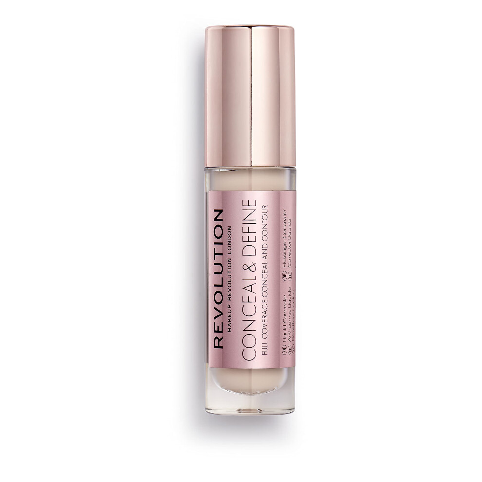 Makeup Revolution Conceal & Define Concealer, Full Coverage Makeup Concealer, Matte Finish & Long Wear, For Fair Skin Tones, Vegan, C4, 4ml