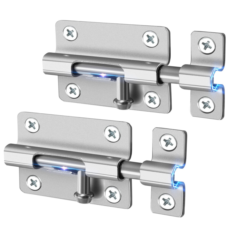 Door Security Slide Latch Lock With 12 Screws 2 Pack Keyless Entry Thickened Heavy Duty Steel Sliding Easy To Install Gate 613464530152