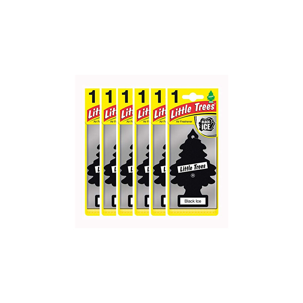 LITTLE TREES Air Freshener Tree MTZ04 Black Ice Fragrance for car Home Boat caravan - Six Pack