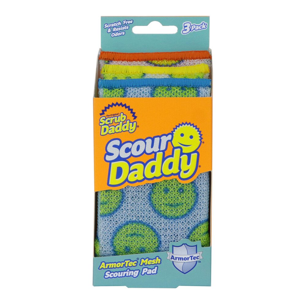 Scrub Daddy Scour Pads - Scour Daddy - Multi-Surface Scouring Pad, Absorbent, Durable, FlexTexture Sponge, Soft in Warm Water, Firm in Cold, Scratch