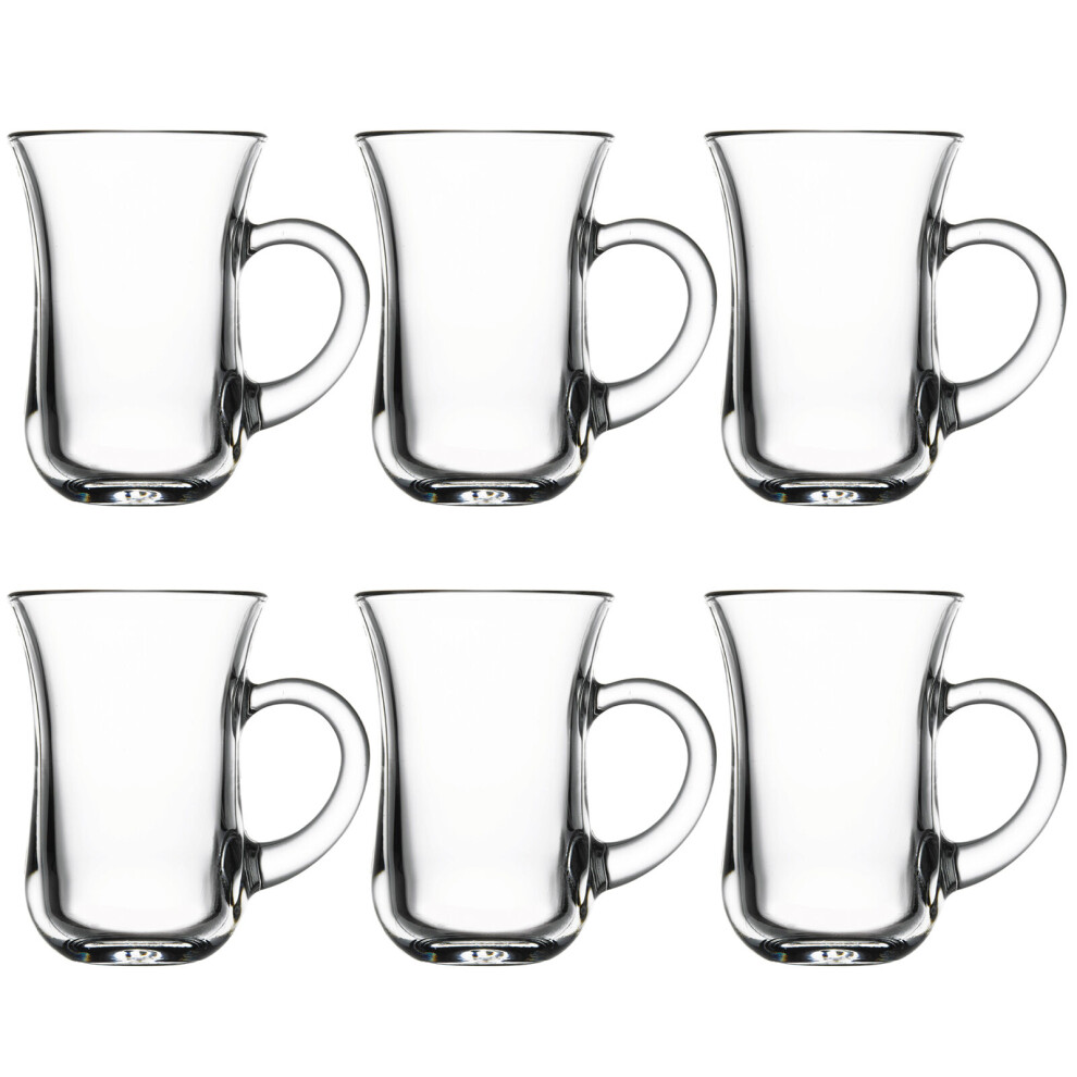 Queensway Home & Dinning 145Ml 6 Pieces Clear Glass Tea Coffee Glasses Handled Mugs Gift Set