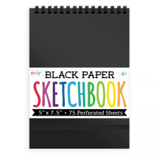 OOLY DIY Cover Small Sketchbook  5 x 7.5 Inches  Black Paper Sketchbook  Drawing Book for Kids  Adults  Students  and Artists  Great Drawing Pad for G