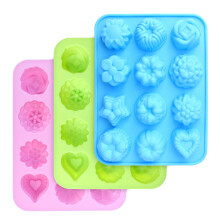 Moules de fleurs en silicone de qualite alimentaire Homeged Food Pouser de fleurs et de coeur Moules de silicone a 3 packs antiadhesives pour le