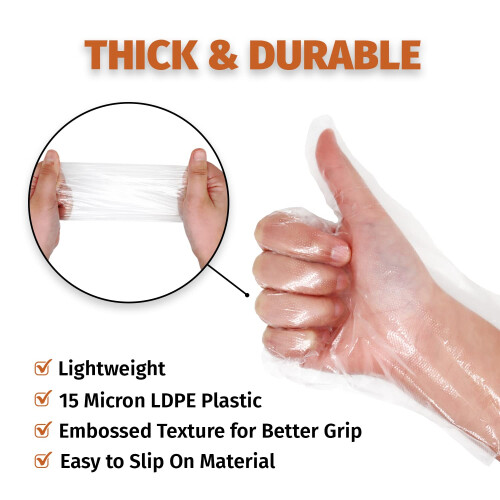 GORILLA SUPPLY 500 Γάντια μίας χρήσης BPA Free για Φαγητό (500 Τεμάχια, Μεγάλα) 2