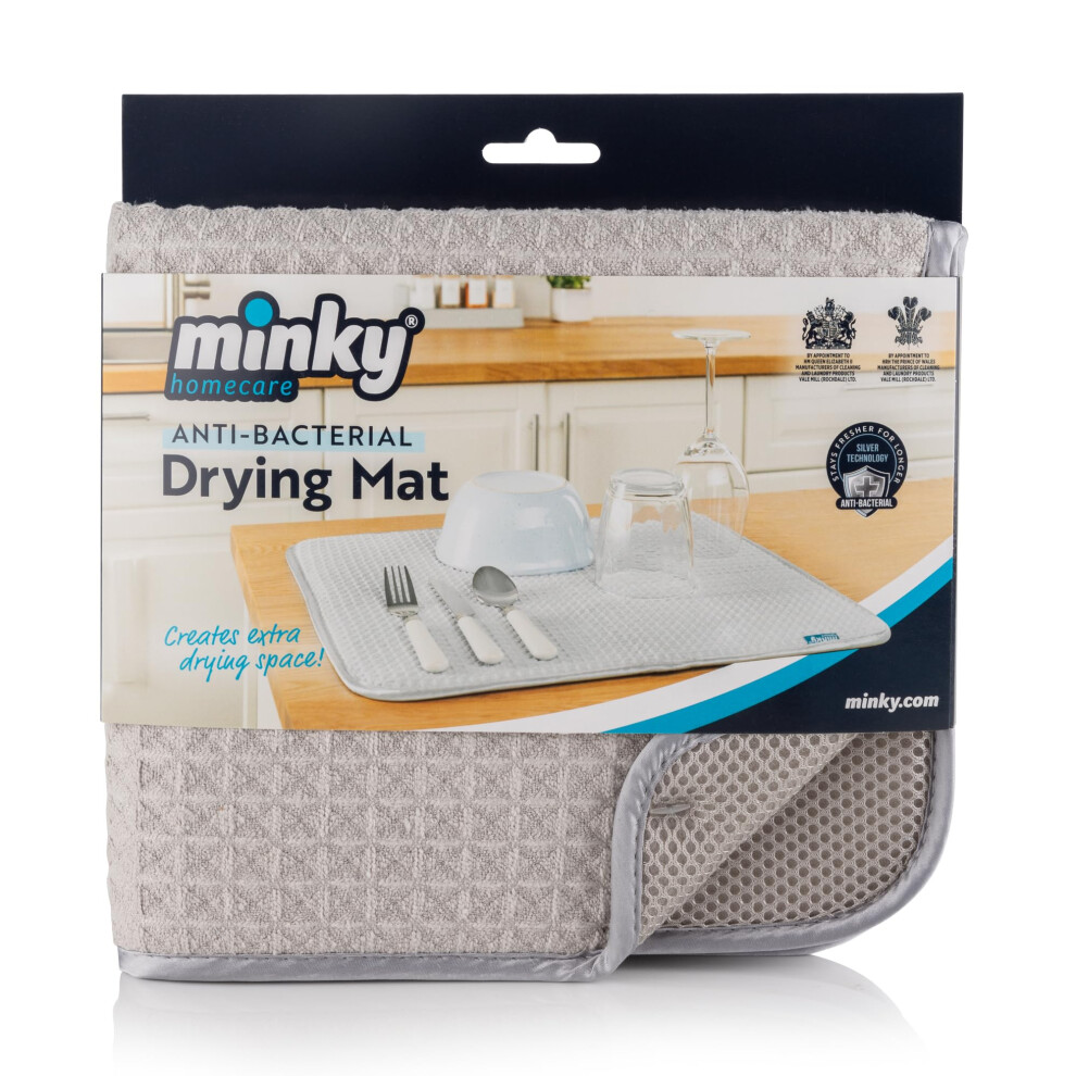 Minky Homecare Dish Drying Mat, 18" x 16", Gray