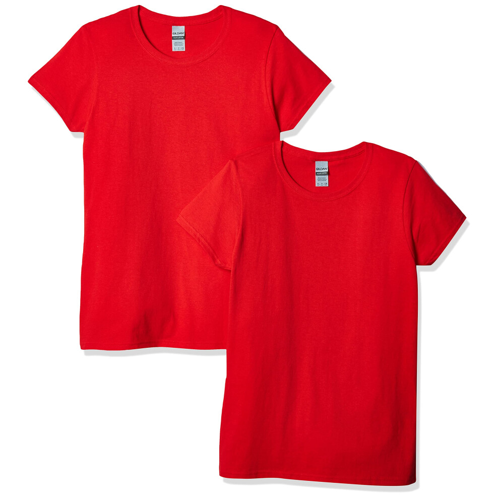 gildan Womens Heavy cotton Adult T-Shirt, 2-Pack, Red, Medium