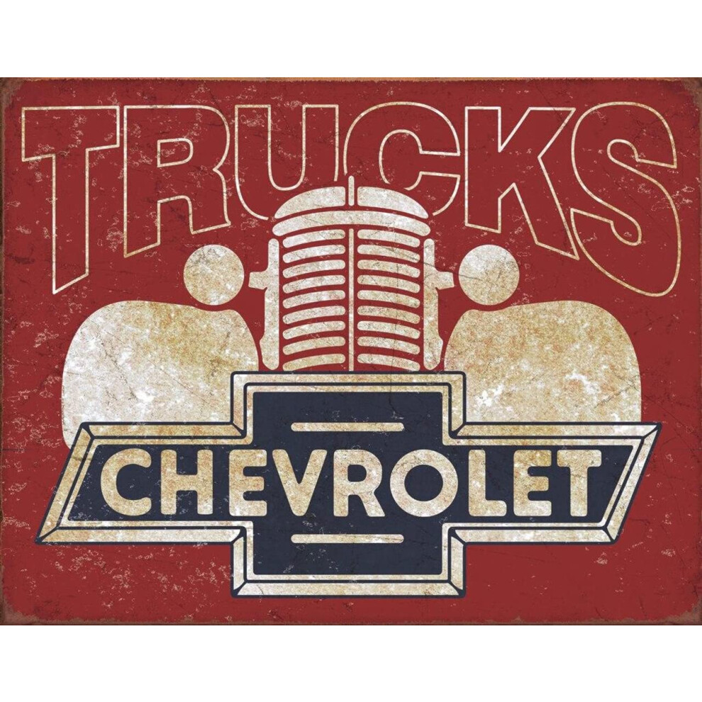 Desperate Enterprises Chevrolet Trucks 40s Tin Sign - Décoration murale vintage en métal - Made in USA