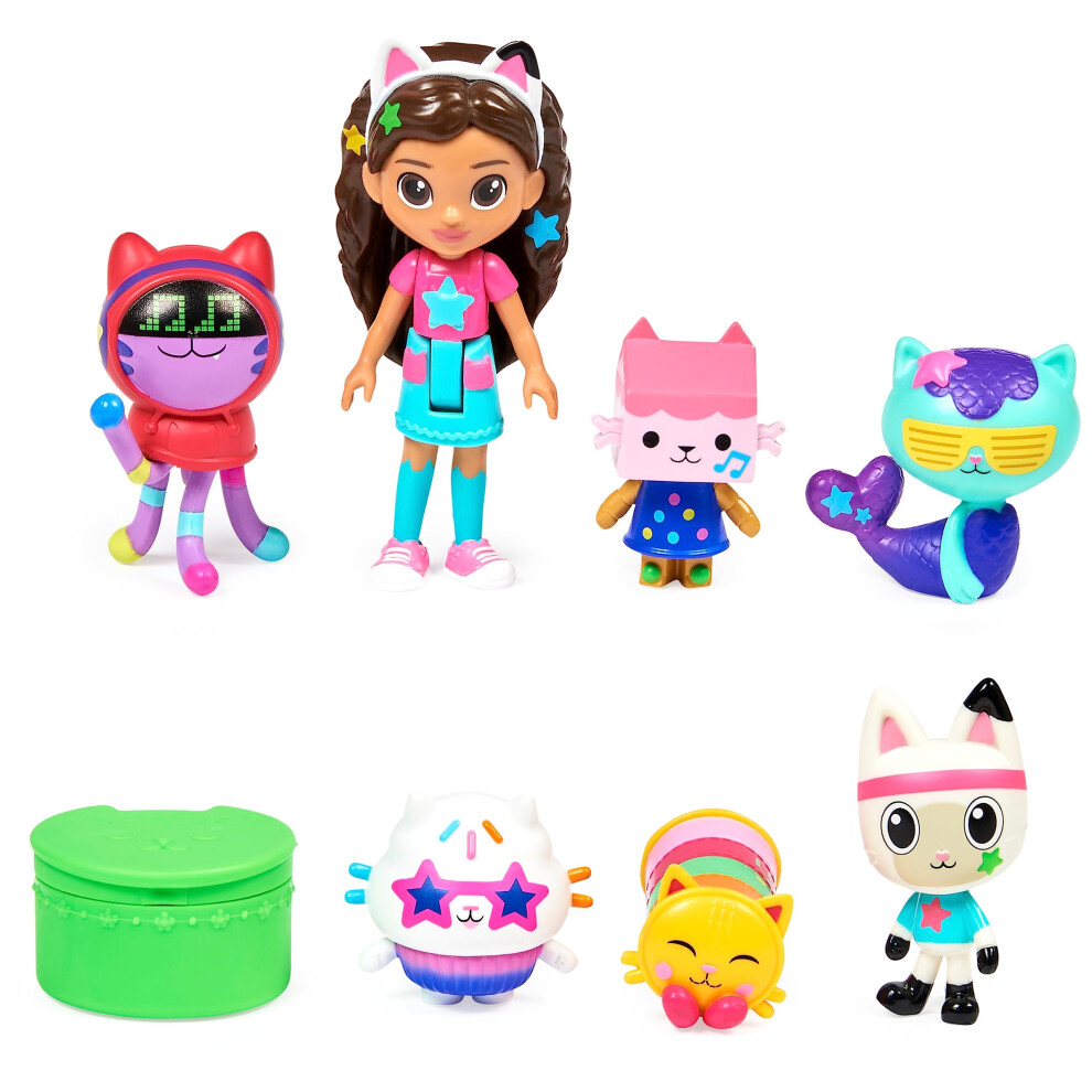 Gabbys Dollhouse, Dance Party Theme Figure Set with a Gabby Doll, 6 Cat Toy Figures and Accessory Kids Toys for Ages 3 and up!