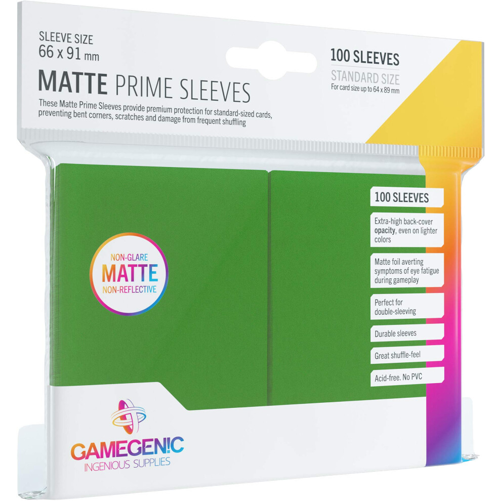 Gamegenic GGS11031ML Matte Prime Sleeves (100-Pack), Green-image