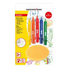 Set di gessetti da bagno - EBERHARD FABER - 524105 - 5 pastelli multicolori - Spugna inclusa - Lavabile