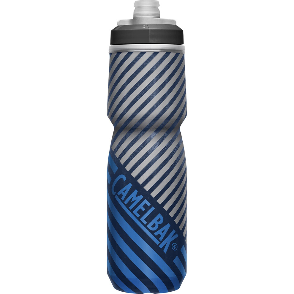 CamelBak Podium Chill Insulated Bike Water Bottle - Easy Squeeze Bottle - Fits Most Bike Cages - 24oz  Navy Stripe