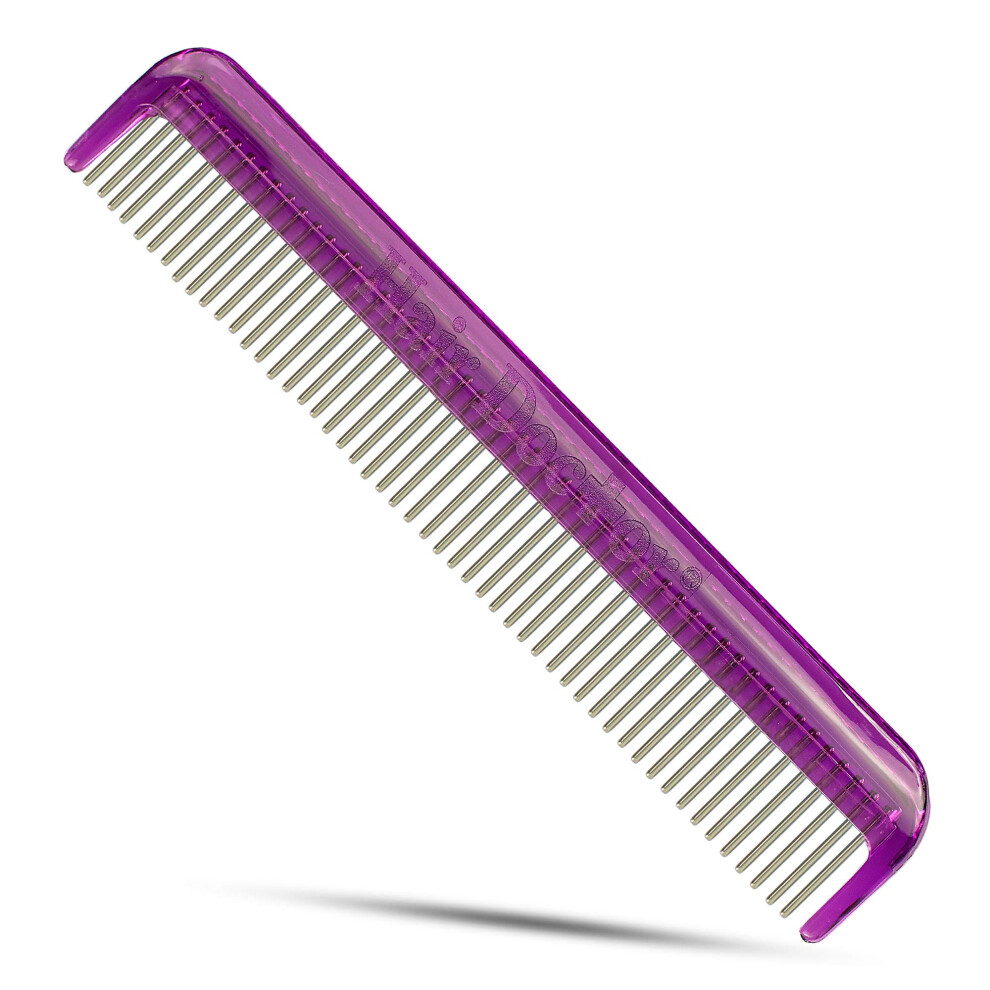 Haardokter Hair Doctor Vanity Comb With Silky Smooth Rotating Teeth Prevents Hair Loss And Damage 7" Royal Purple