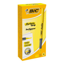 BIC Brite Liner Grip Highlighter, Chisel Tip, Yellow, 12-Count