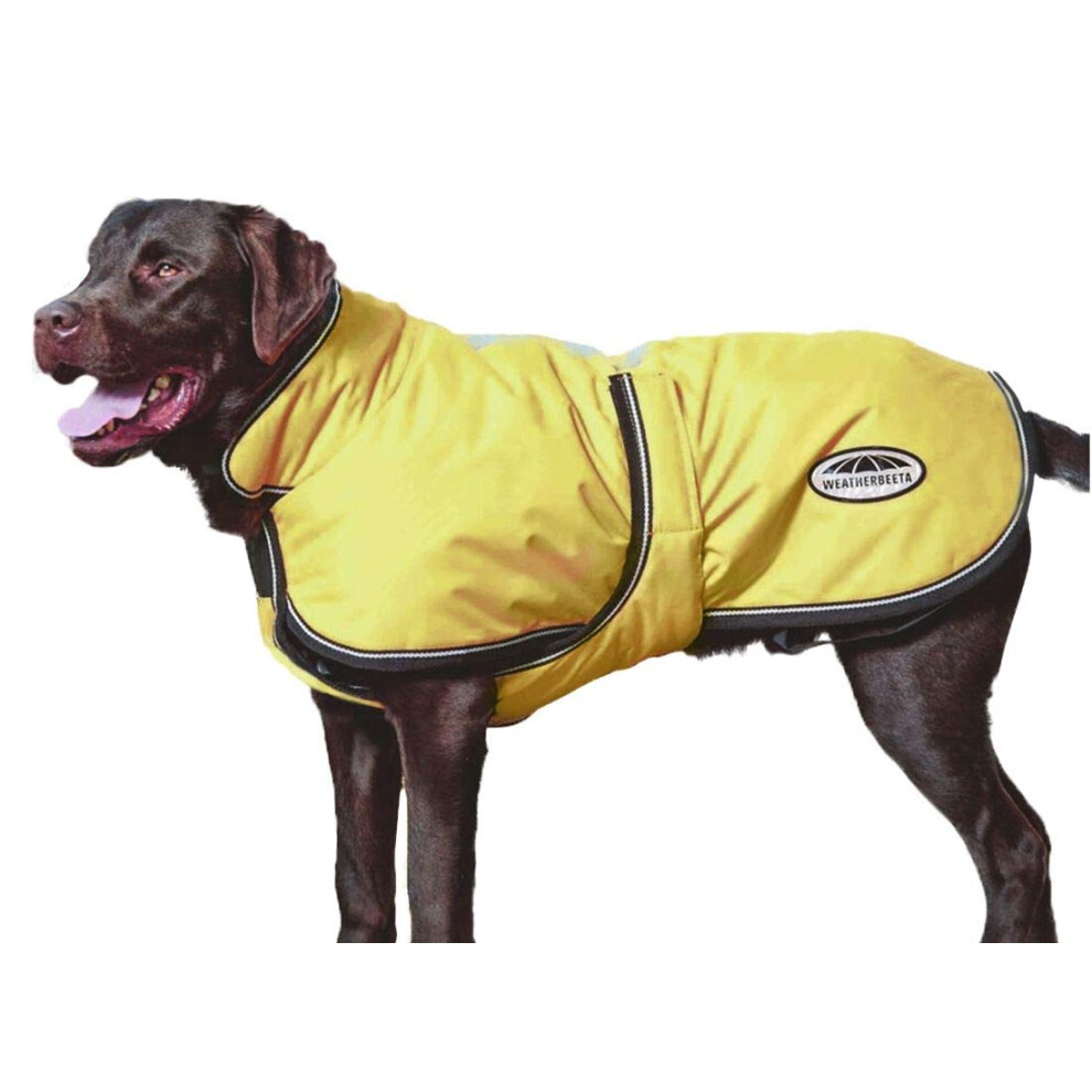 WeatherBeeta ComFiTec Reflective Parka 300D Deluxe Dog Coat, Yellow, 24"