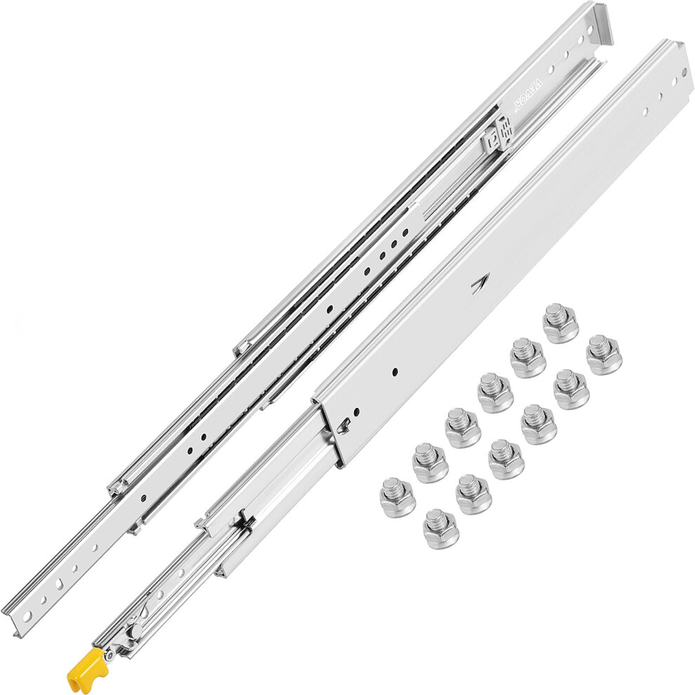 VEVOR Drawer Slides 18inch, 1 Pair Locking Drawer Slides 500lbs Load Capacity, Side Mount Ball Bearing, 3-Fold Full Extension