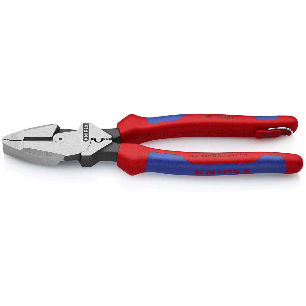 KNIPEX Tools - High Leverage Lineman's, New England Multi-Component With Tape Puller & Crimper, Multi-Component, Tethered Attachment (0912240TBKA)