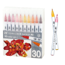 Kuretake ZIG Clean Color Real Brush UUSI 30 vri setti C Joustavat siveltimen krjet Vesivrikynt maalaamiseen Kalligrafia ja sivellinkirjoitus tai