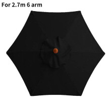 (Black, 270cm 6 Arm) 2m 27m 3m Replacement Umbrella Fabric Garden Parasol Canopy Cover For 6 8 Arm