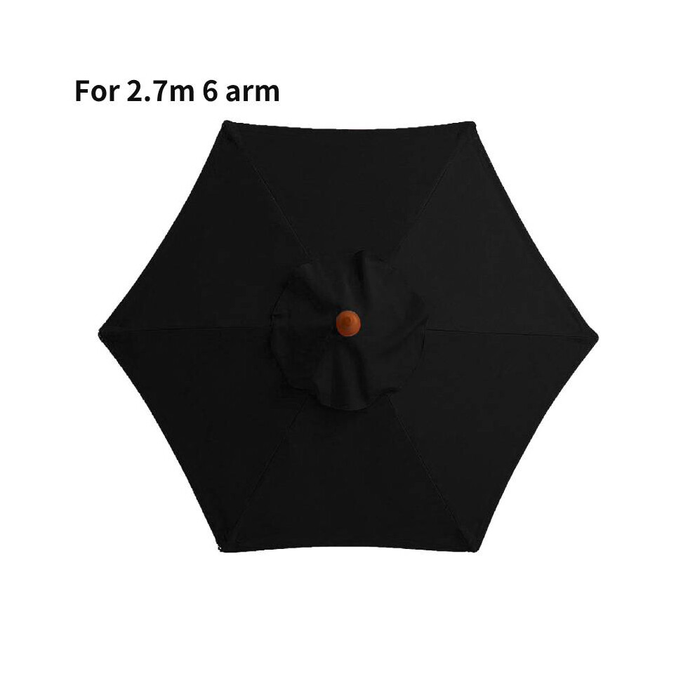 (Black, 270cm 6 Arm) 2m 27m 3m Replacement Umbrella Fabric Garden Parasol Canopy Cover For 6 8 Arm
