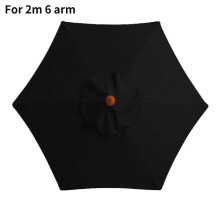 (Black, 200cm 6 Arm) 2m 27m 3m Replacement Umbrella Fabric Garden Parasol Canopy Cover For 6 8 Arm