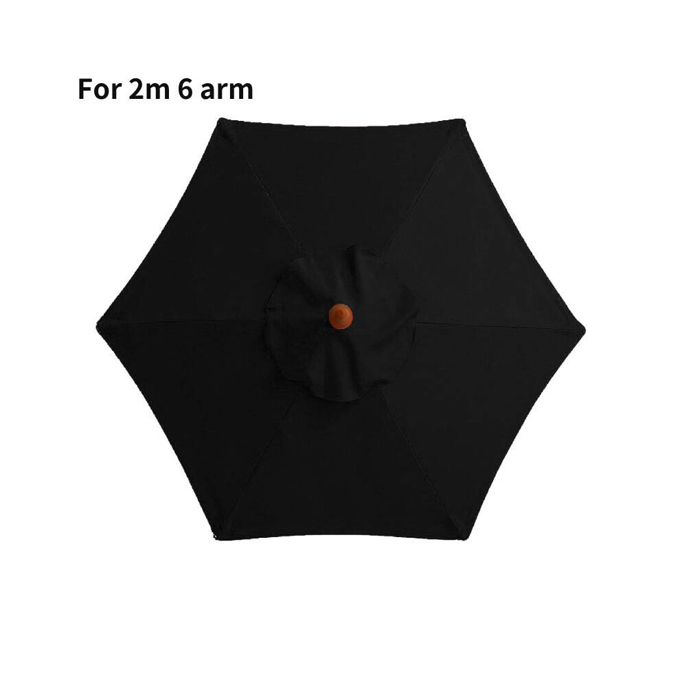 (Black, 200cm 6 Arm) 2m 27m 3m Replacement Umbrella Fabric Garden Parasol Canopy Cover For 6 8 Arm